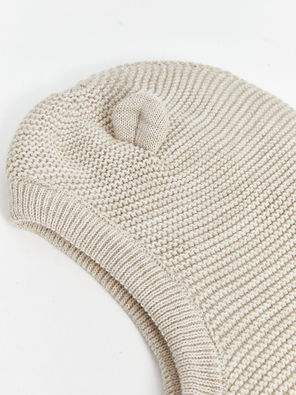 Bej Ponpon Detaylı Erkek Bebek Kar Maskesi-2