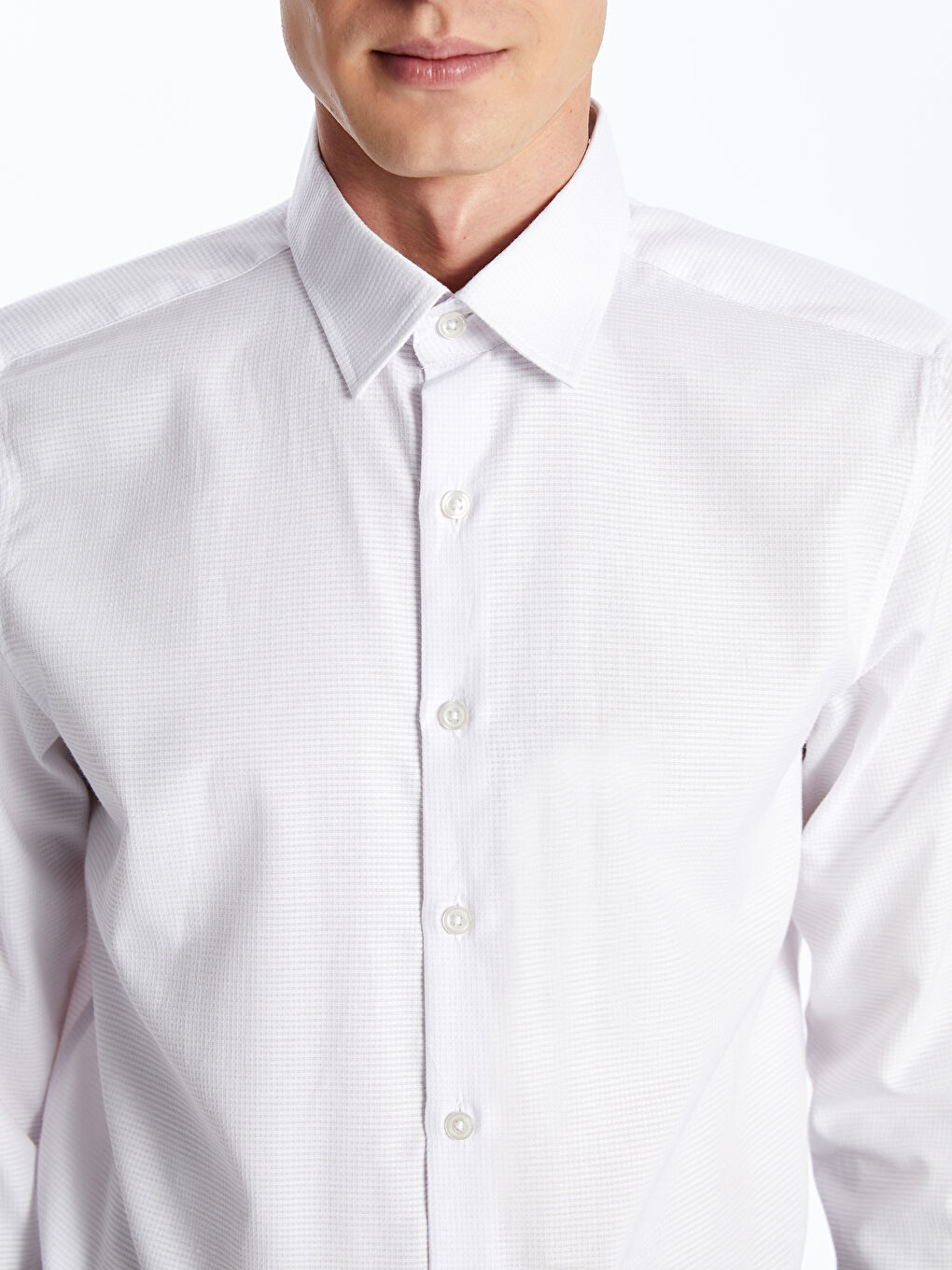 Slim Fit Long Sleeve Dobby Men's Shirt-2