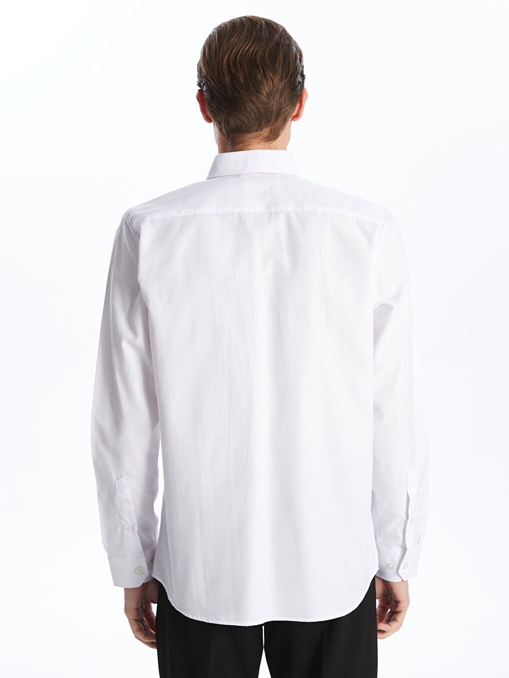 Slim Fit Long Sleeve Dobby Men's Shirt-3