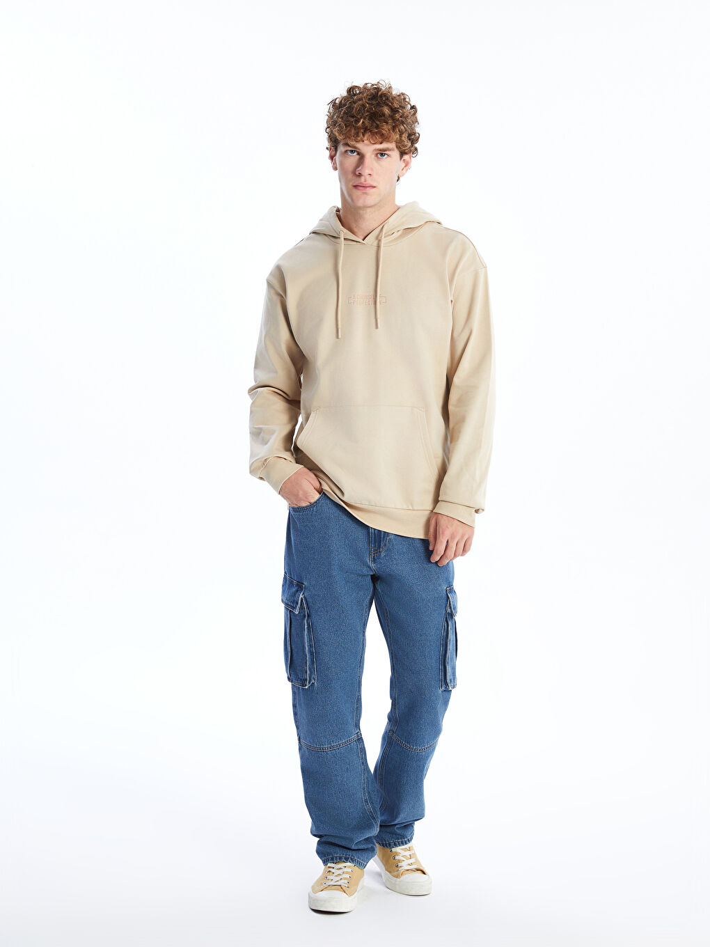 هودي مطبوع كم طويل للرجال-1