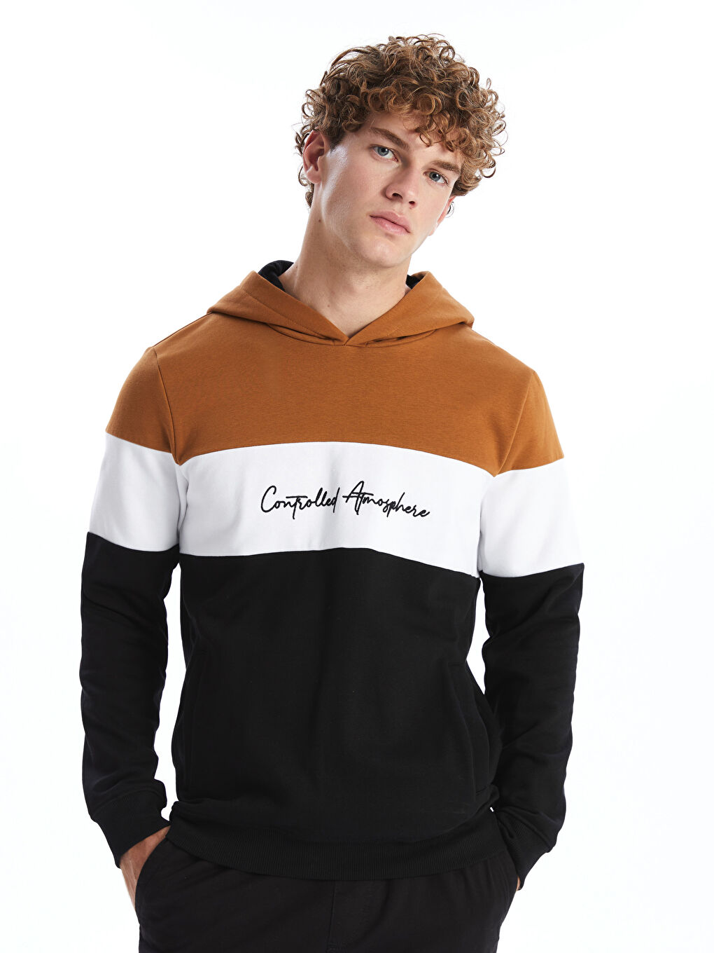 Long Sleeve Color Block Men's Hoodie