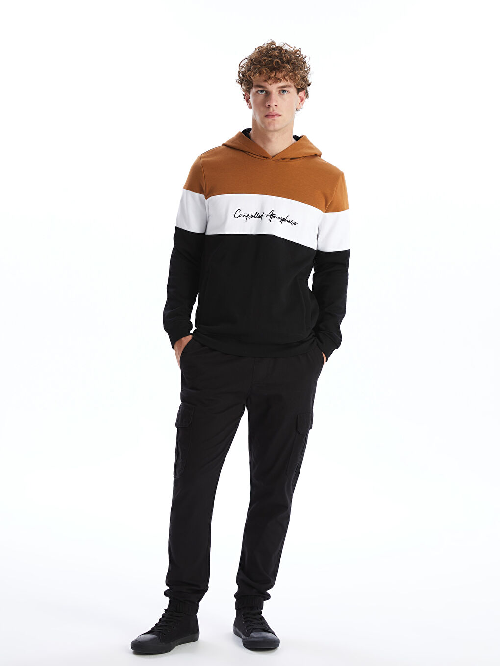 Long Sleeve Color Block Men's Hoodie-1