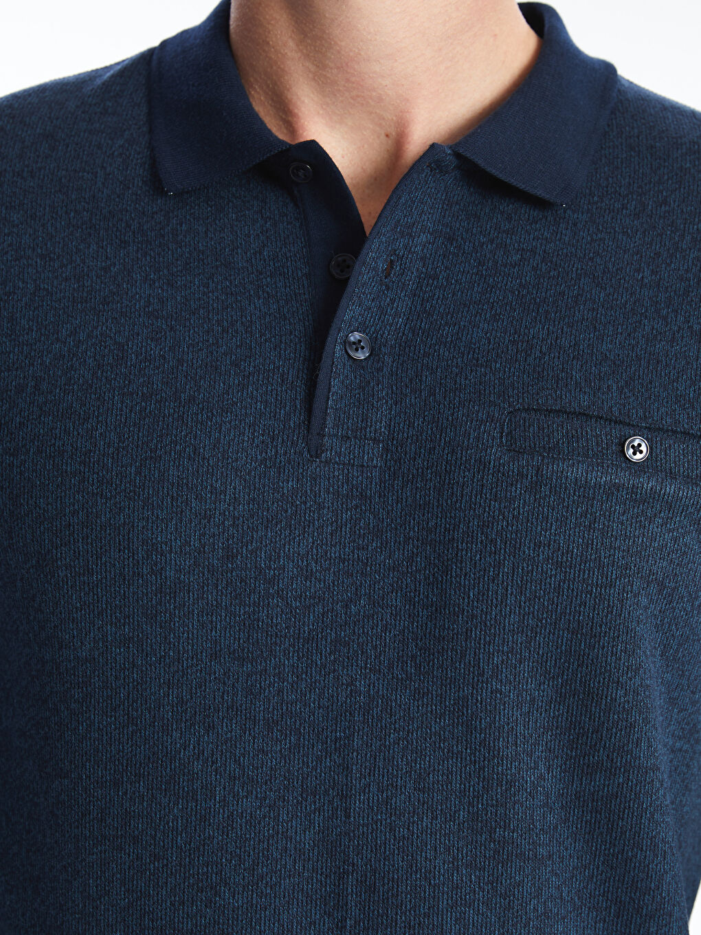 Polo Neck Long Sleeve Men's Sweatshirt-2