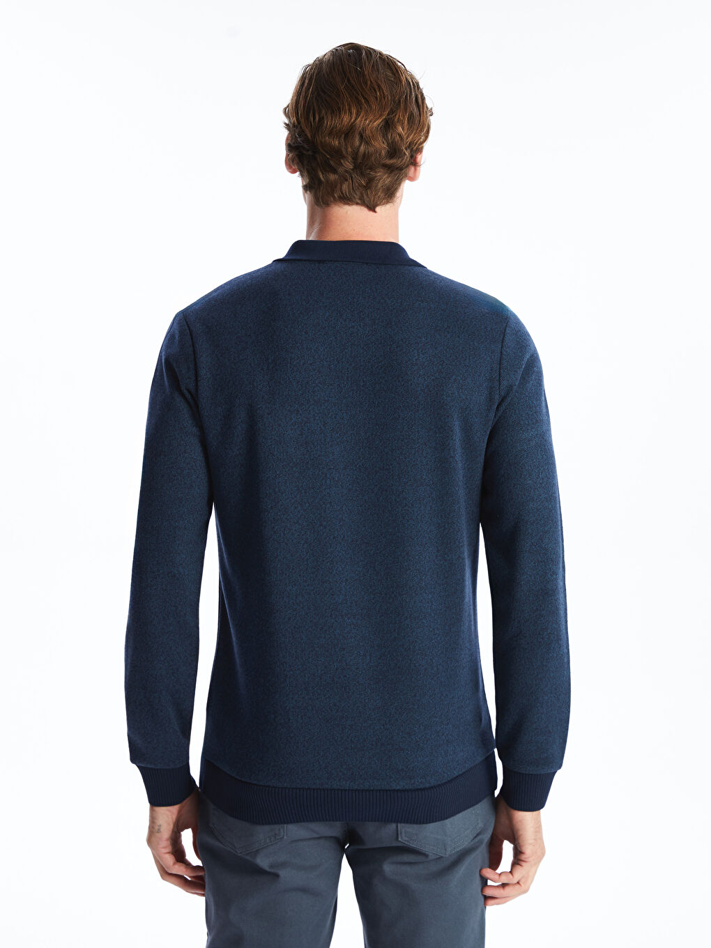 Polo Neck Long Sleeve Men's Sweatshirt-3