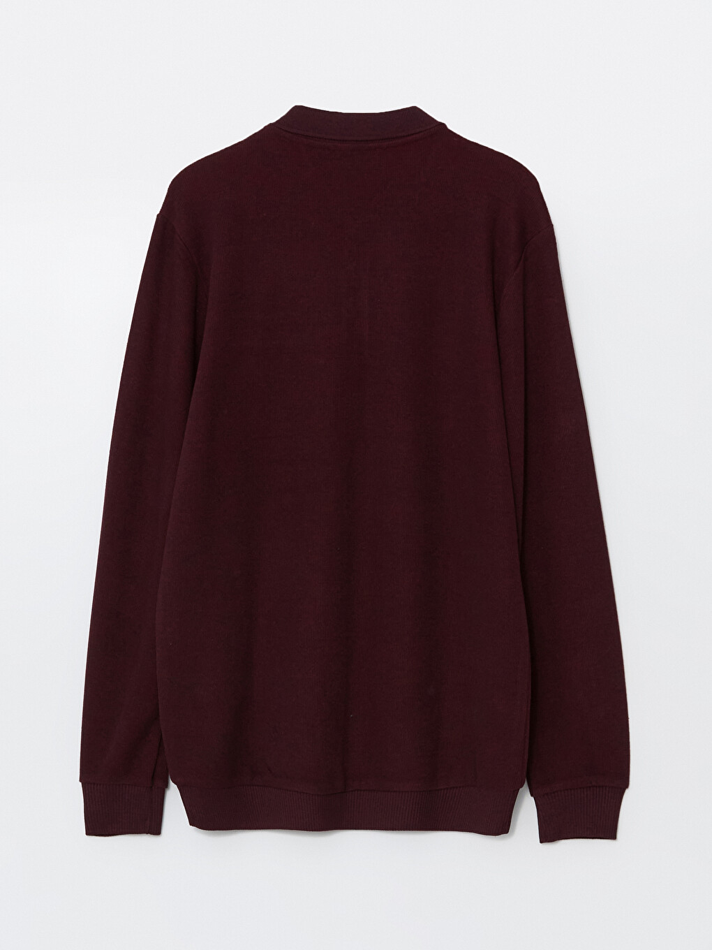 Bordo Polo Yaka Uzun Kollu Erkek Sweatshirt-5