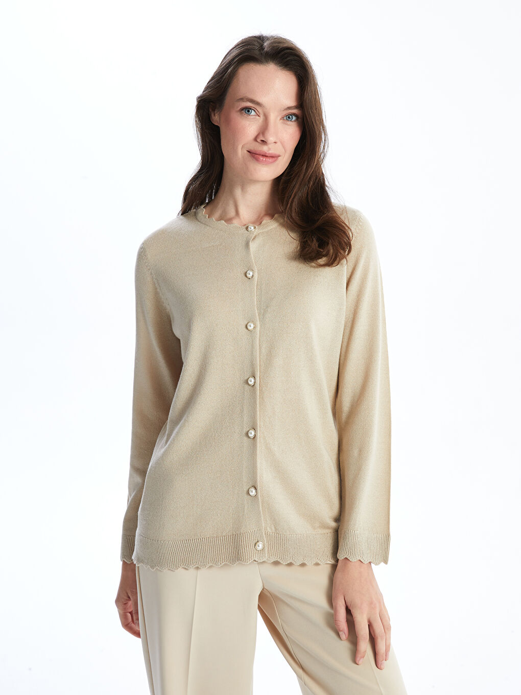 LCW Grace Crew Neck Women's Knitwear Cardigan -W4CO13Z8-KVB