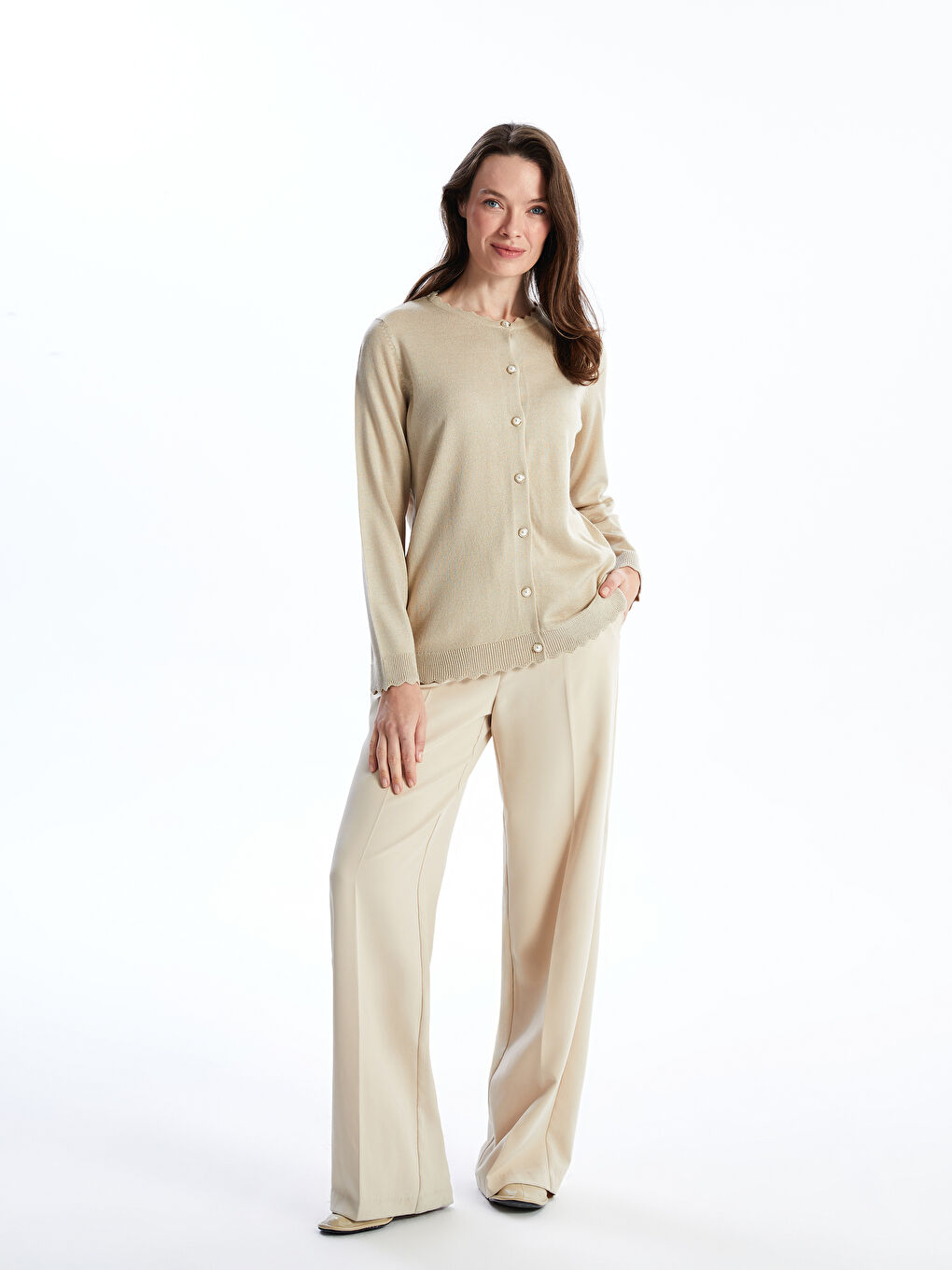 LCW Grace Crew Neck Women's Knitwear Cardigan -W4CO13Z8-KVB