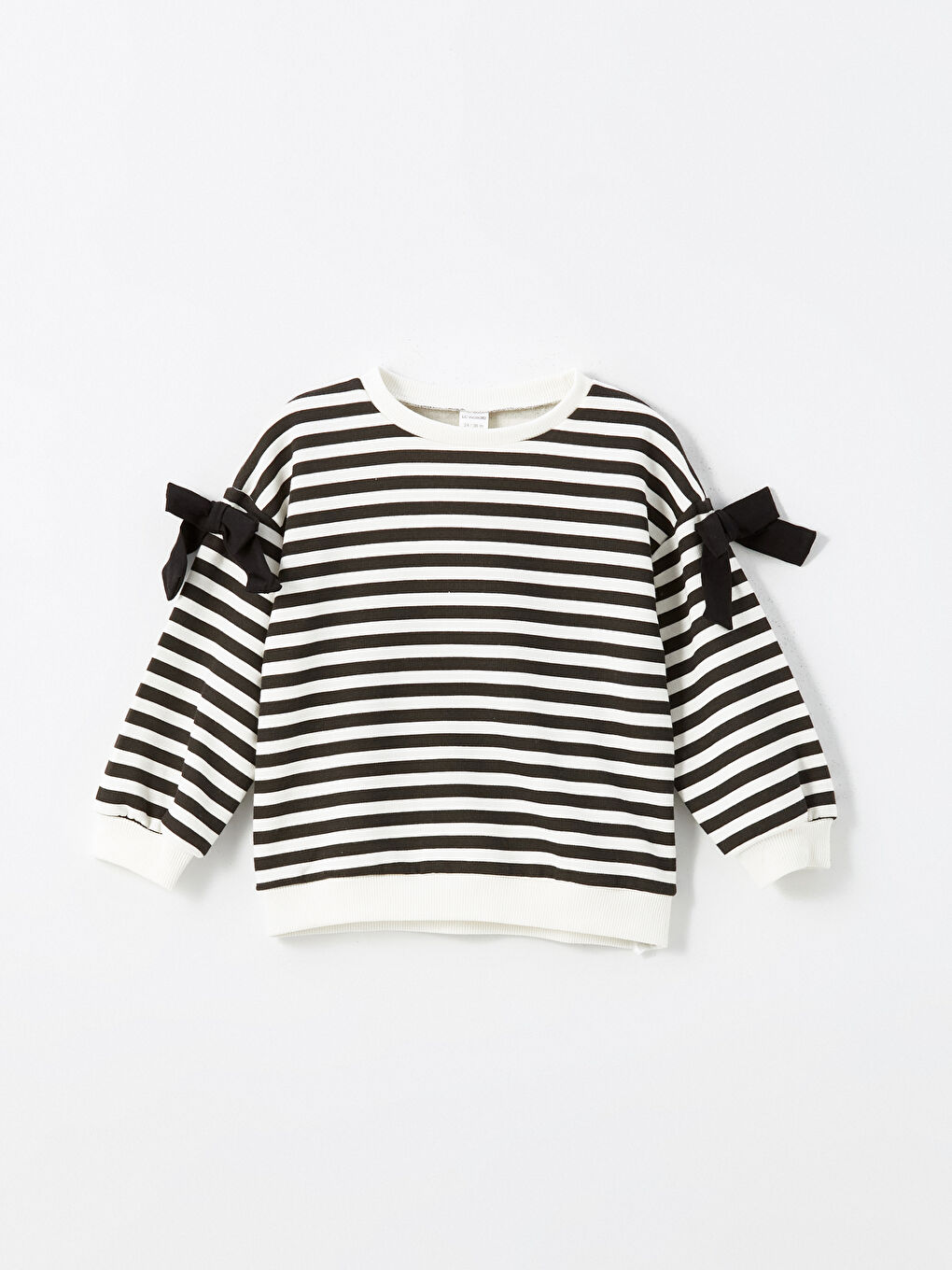 Crew Neck Thick Striped Baby Girls' Sweatshirt