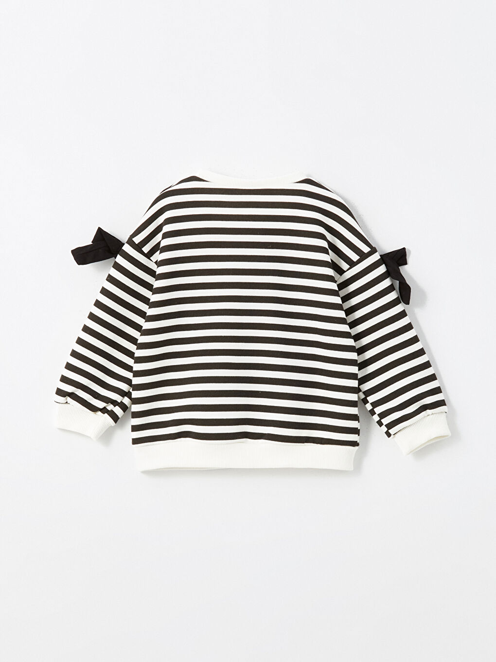 Crew Neck Thick Striped Baby Girls' Sweatshirt-2