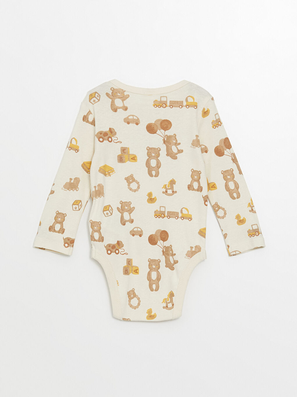 Ekru Baskılı Erkek Bebek Çıtçıtlı Body-1