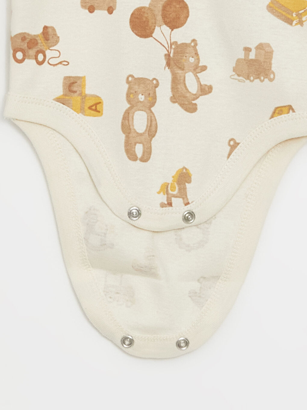 Ekru Baskılı Erkek Bebek Çıtçıtlı Body-2