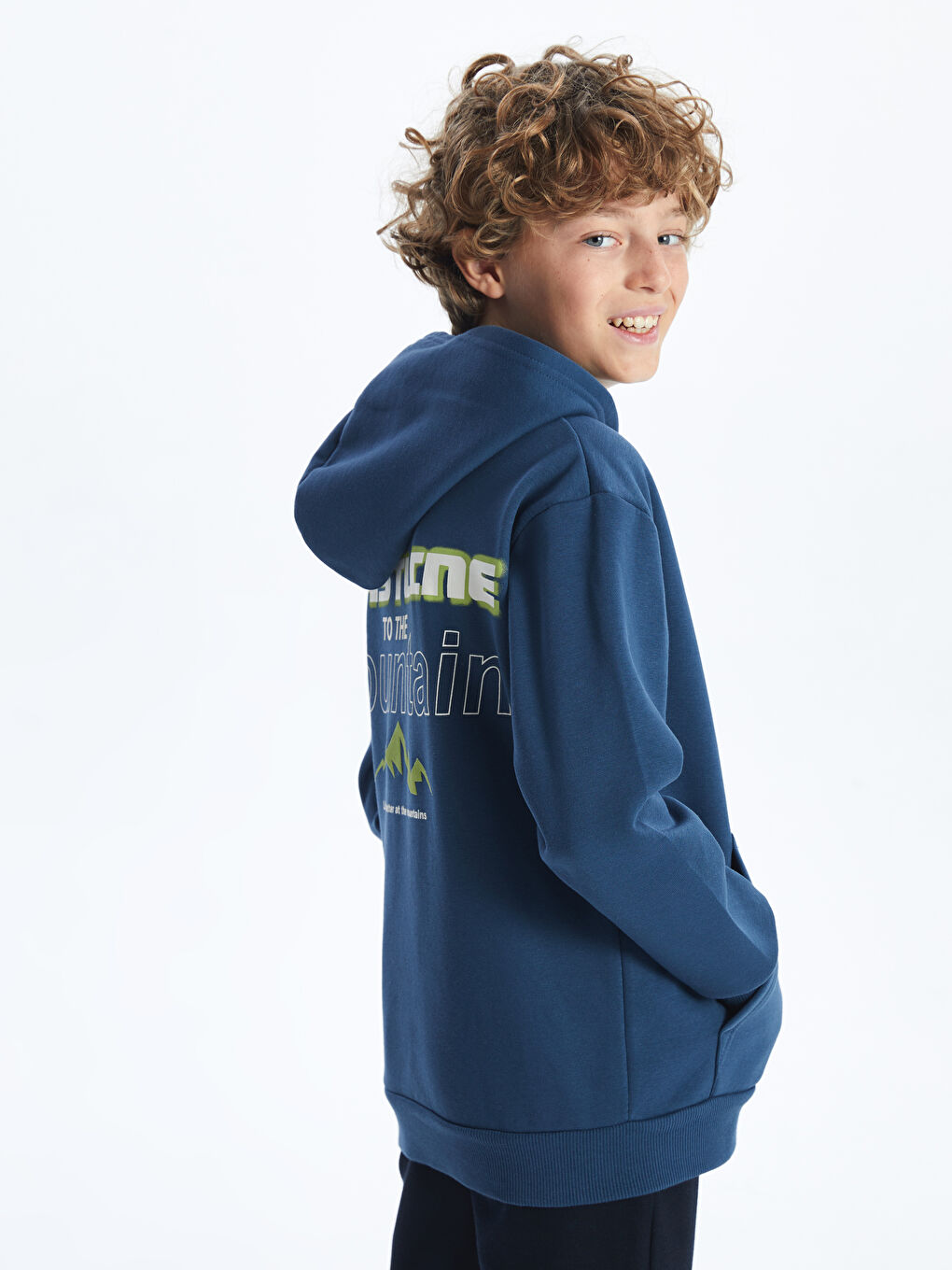 LCW Kids İndigo Kapüşonlu Erkek Çocuk Kalın Sweatshirt