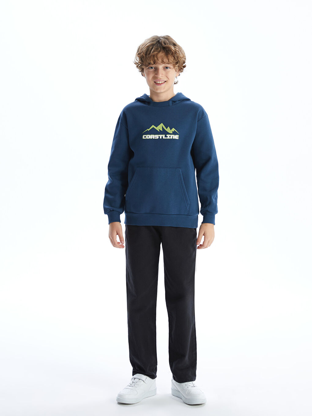 LCW Kids İndigo Kapüşonlu Erkek Çocuk Kalın Sweatshirt - 1