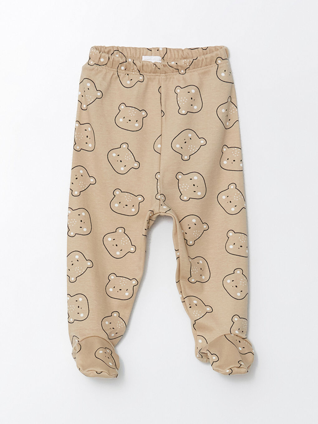 Bej Beli Lastikli Patikli Erkek Bebek Pijama Alt