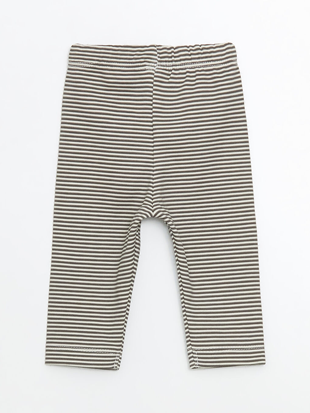 Ekru Beli Lastikli Çizgili Erkek Bebek Pijama Alt-1