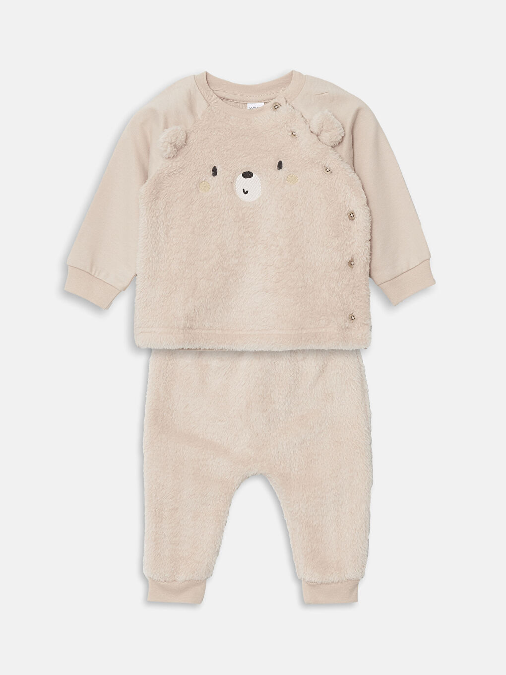 LCW baby Plush Baby Boys' Cardigan and Trousers 2 Pack Set -W4CP71Z1-GHQ