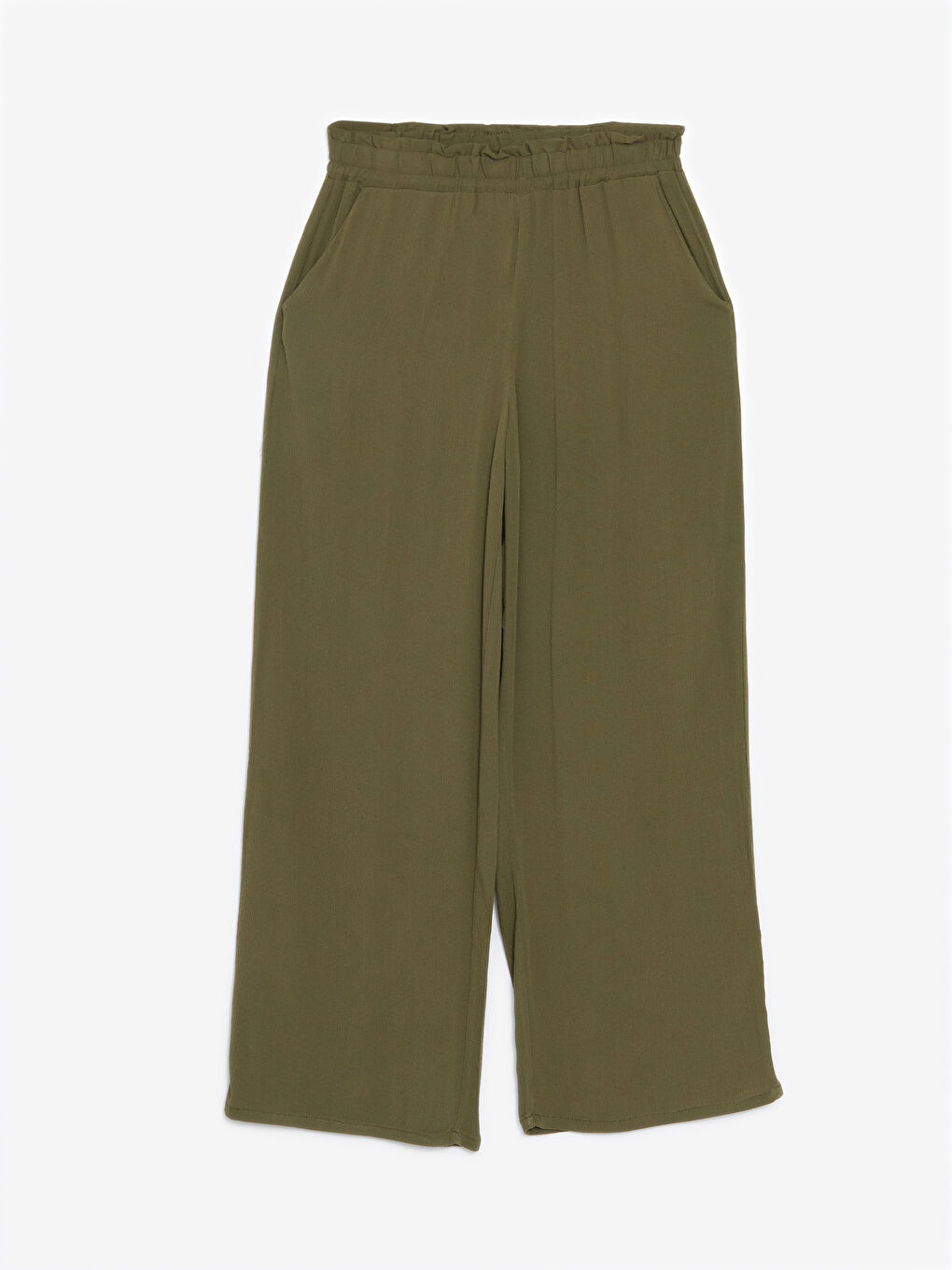 Elastic Waist Wide Leg Women's Trousers-4