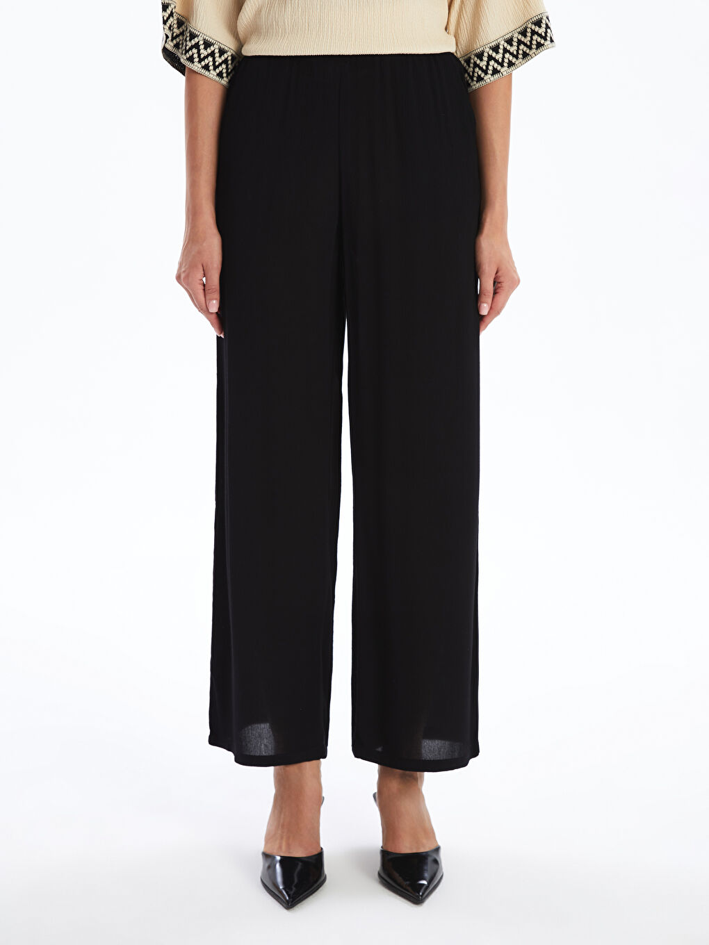 LCWAIKIKI Classic Pantalone sa elastičnim strukom i širokim nogavicama za žene -W4CP76Z8-CVL