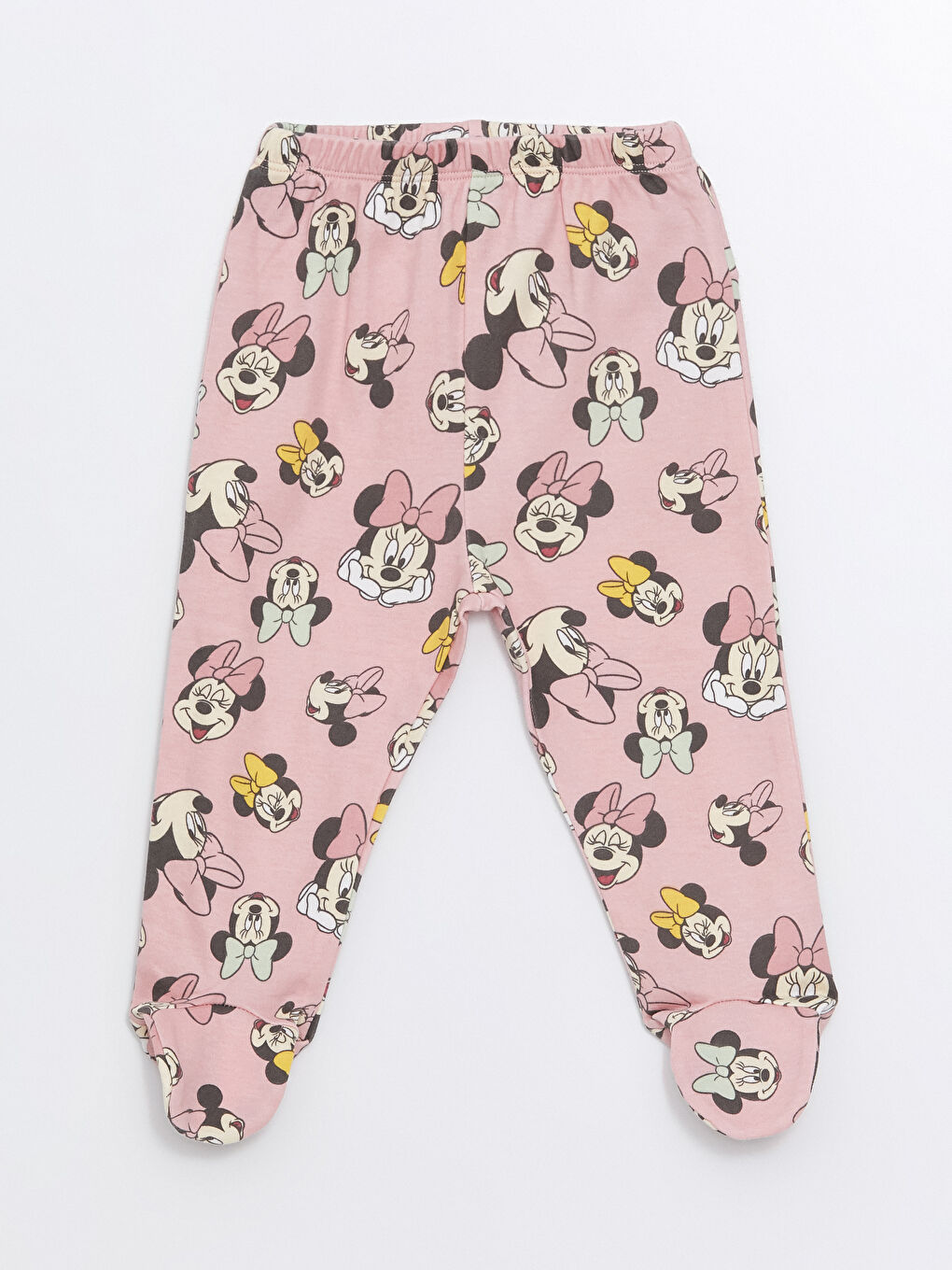 LCW baby Pembe Bisiklet Yaka Minnie Mouse Baskılı Kız Bebek Çıtçıtlı Body ve Pantolon 2'li Takım - 4