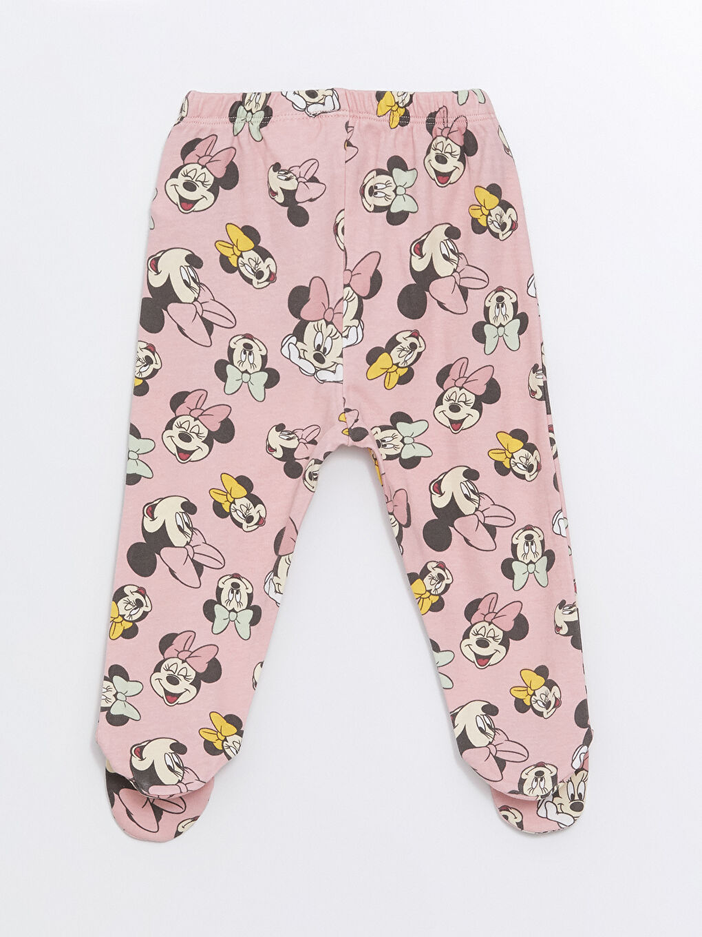 LCW baby Pembe Bisiklet Yaka Minnie Mouse Baskılı Kız Bebek Çıtçıtlı Body ve Pantolon 2'li Takım - 6