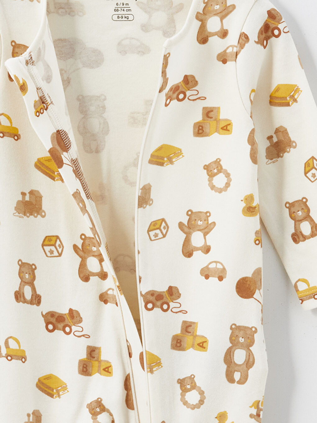 Ekru Bisiklet Yaka Erkek Bebek Tulum-1