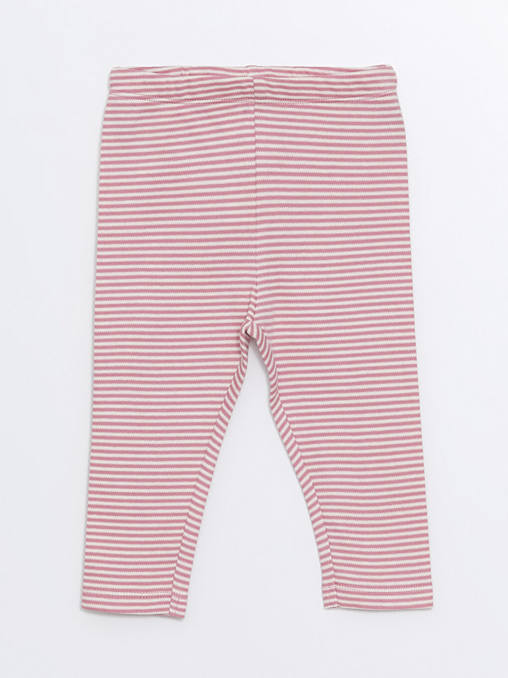 Ekru Beli Lastikli Çizgili Kız Bebek Pijama Alt