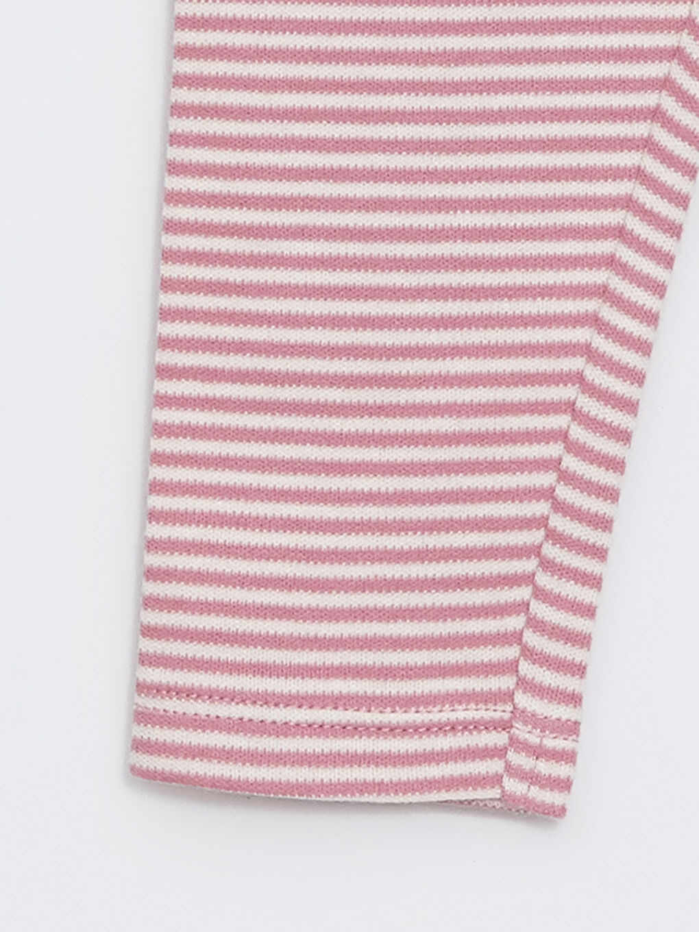 Ekru Beli Lastikli Çizgili Kız Bebek Pijama Alt-2