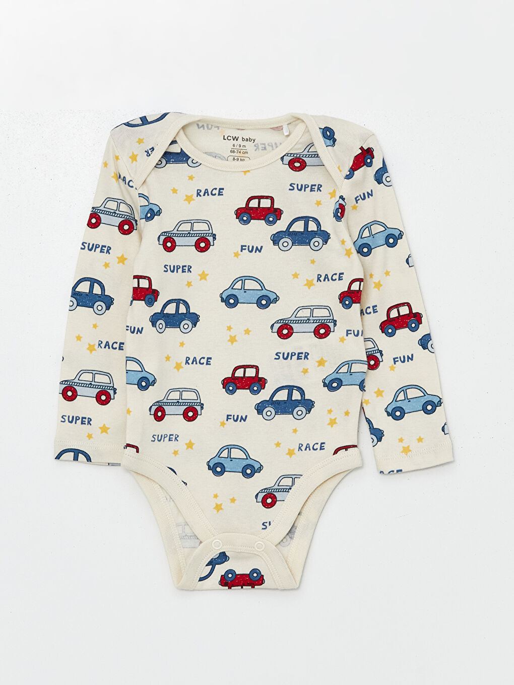 Ekru Bisiklet Yaka Erkek Bebek Çıtçıtlı Bodysuit