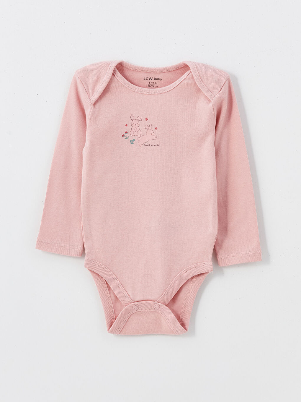 Pembe Baskılı Kız Bebek Çıtçıtlı Body