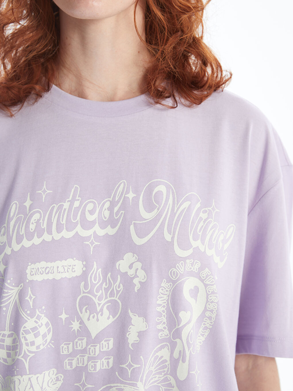 Crew Neck Printed Short Sleeve Women's T-Shirt-2