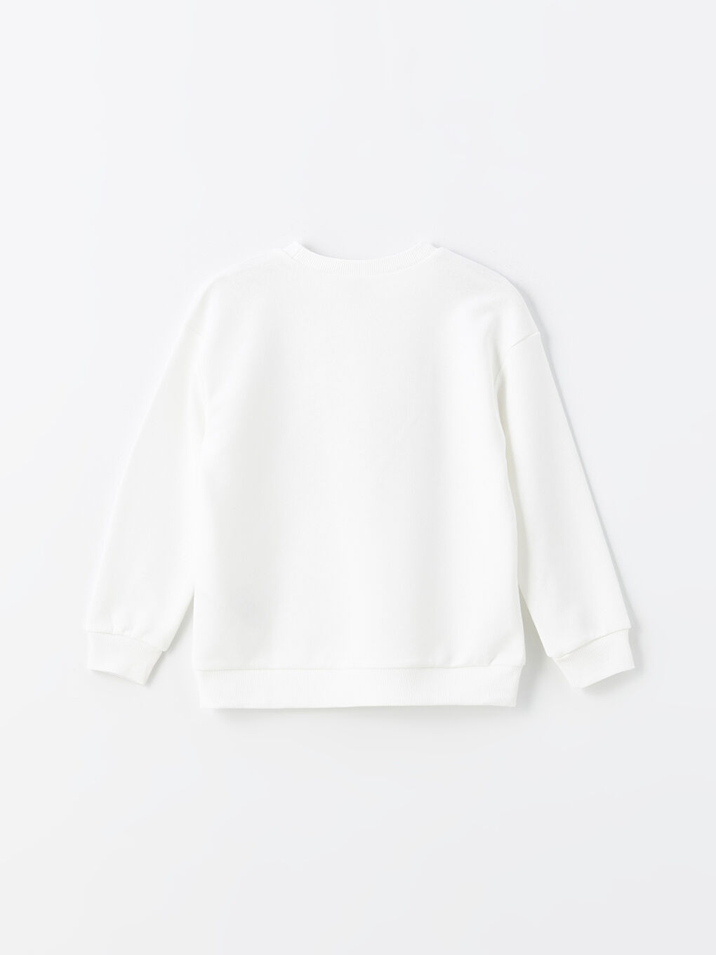 LCW ECO Beyaz Bisiklet Yaka Kız Çocuk Kalın Sweatshirt - 1