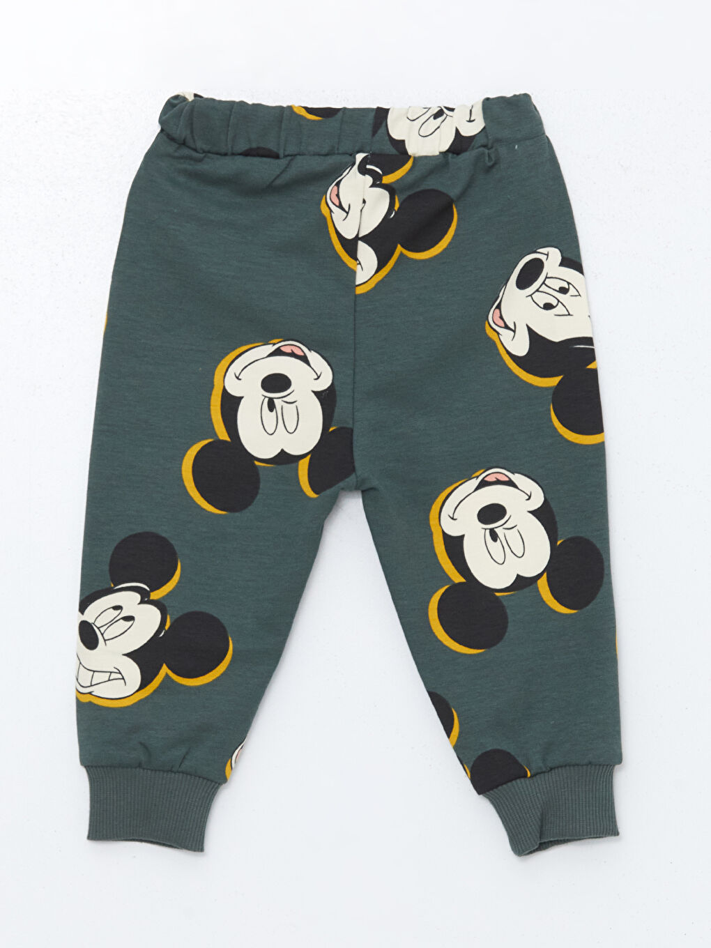 LCW baby Açık Nane Yeşili Bisiklet Yaka Mickey Mouse Baskılı Erkek Bebek Sweatshirt ve Eşofman Alt 2'li Takım - 3