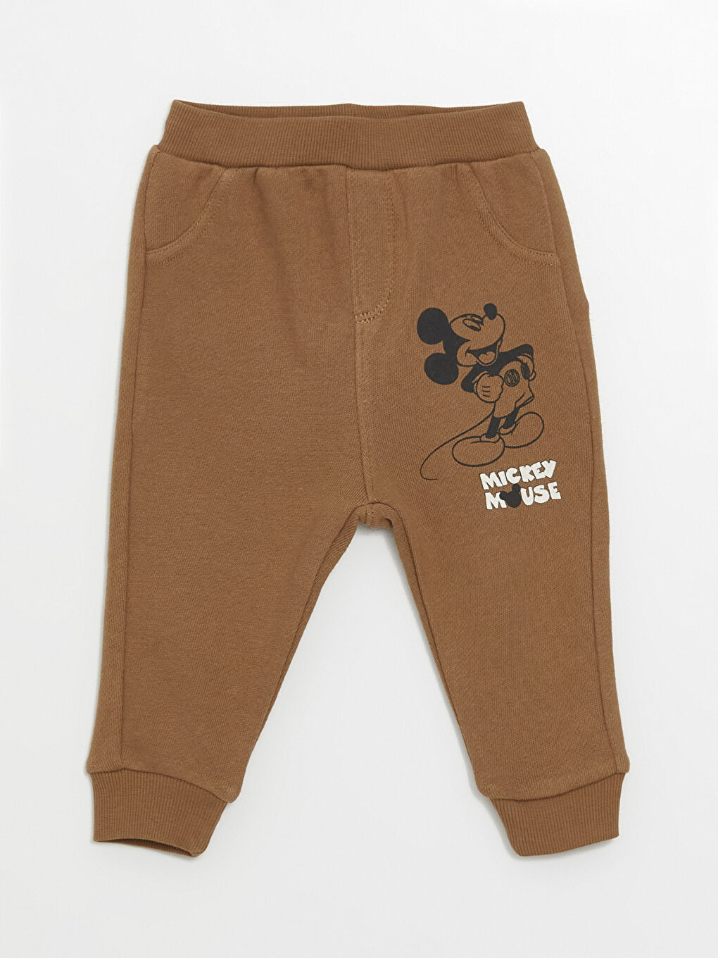Kahverengi Mickey Mouse Baskılı Erkek Bebek Jogger Eşofman Altı