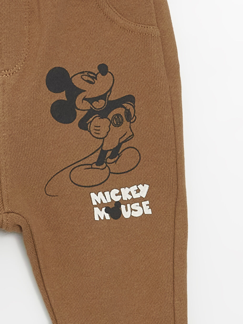 Kahverengi Mickey Mouse Baskılı Erkek Bebek Jogger Eşofman Altı-2