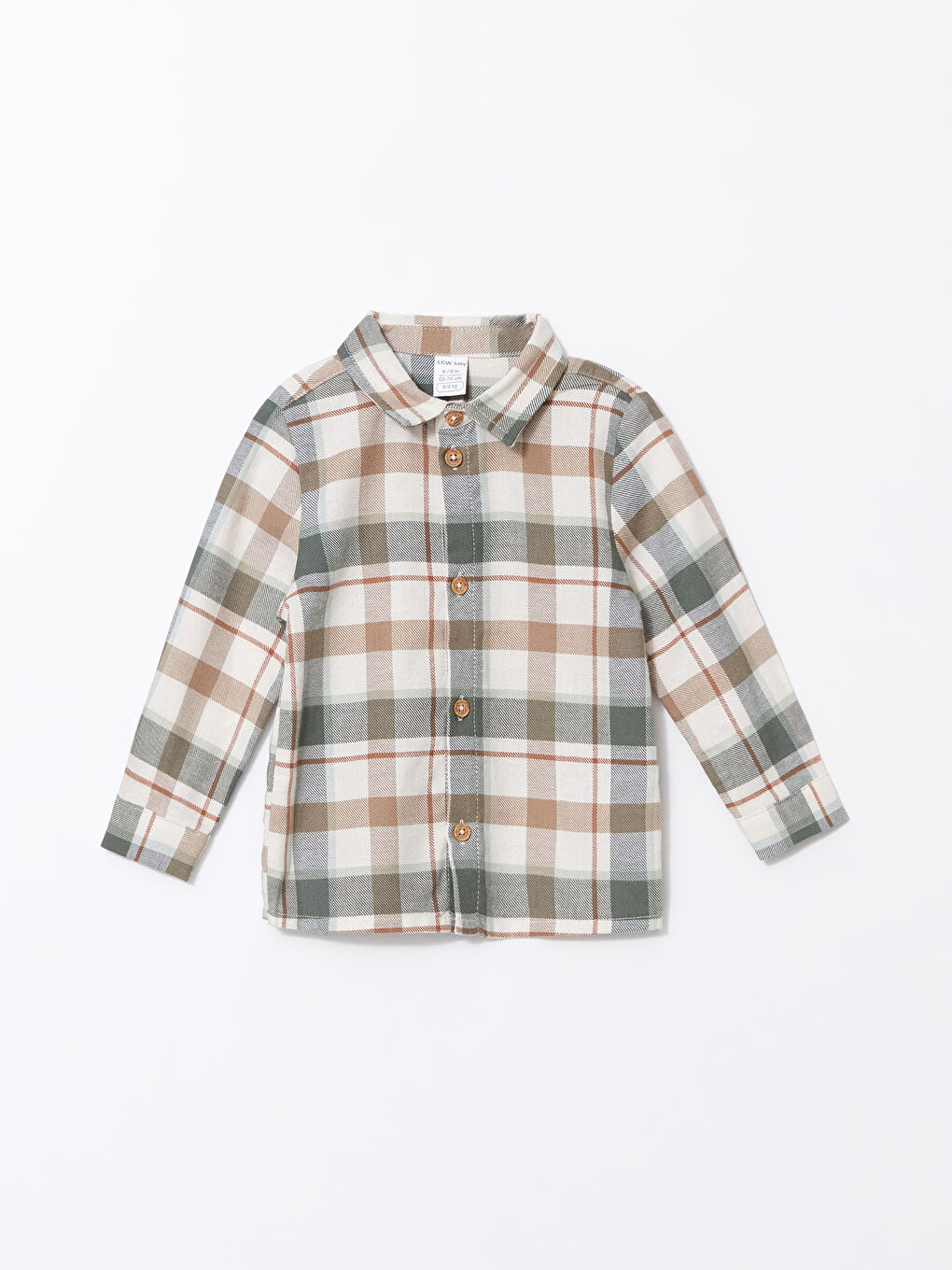 Ekru Uzun Kollu Ekose Erkek Bebek Gömlek