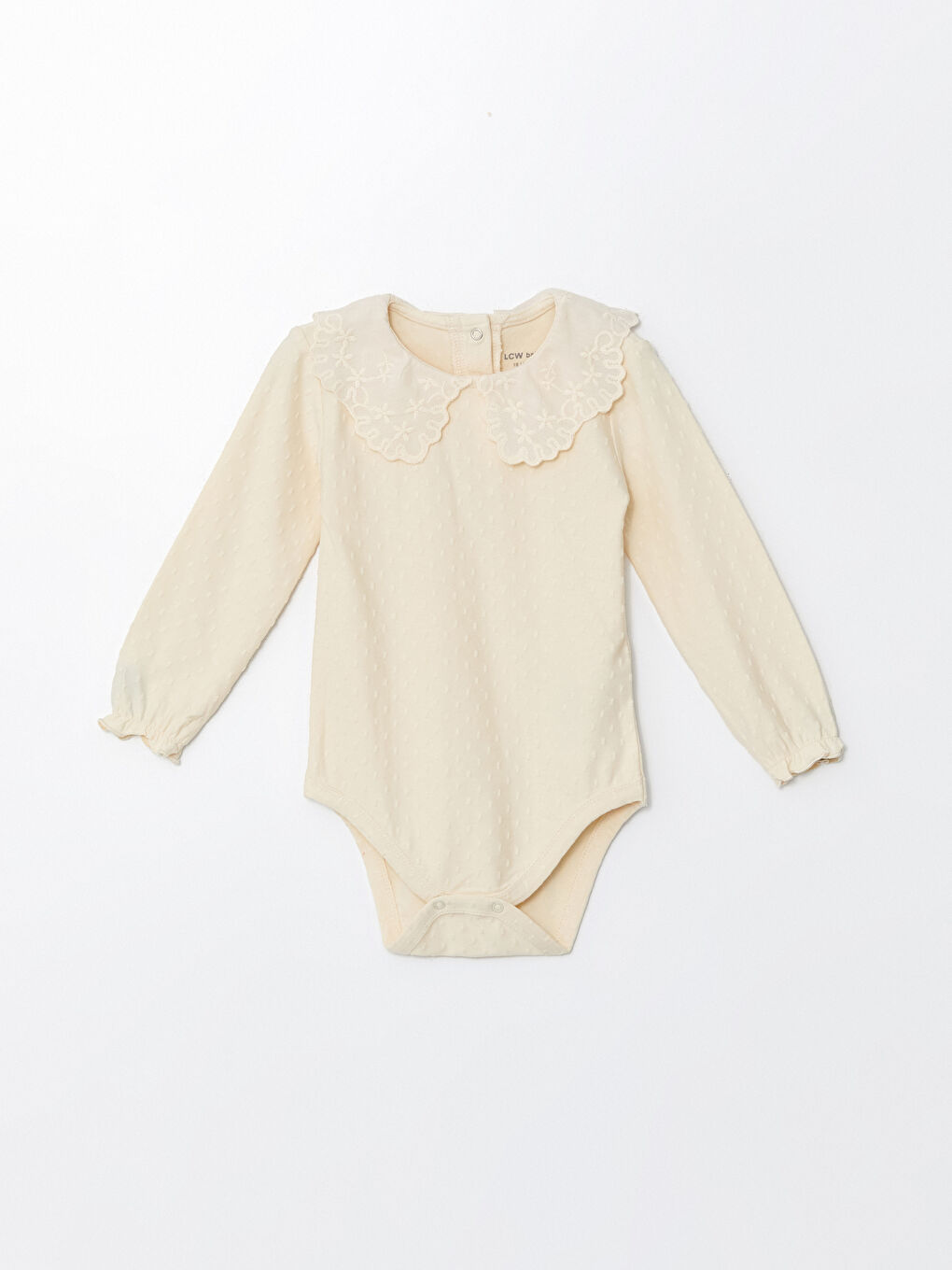 Bej Bebe Yaka Kız Bebek Çıtçıtlı Body