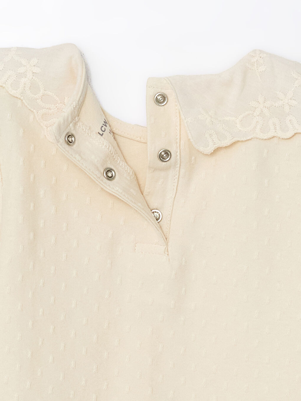 Bej Bebe Yaka Kız Bebek Çıtçıtlı Body-2