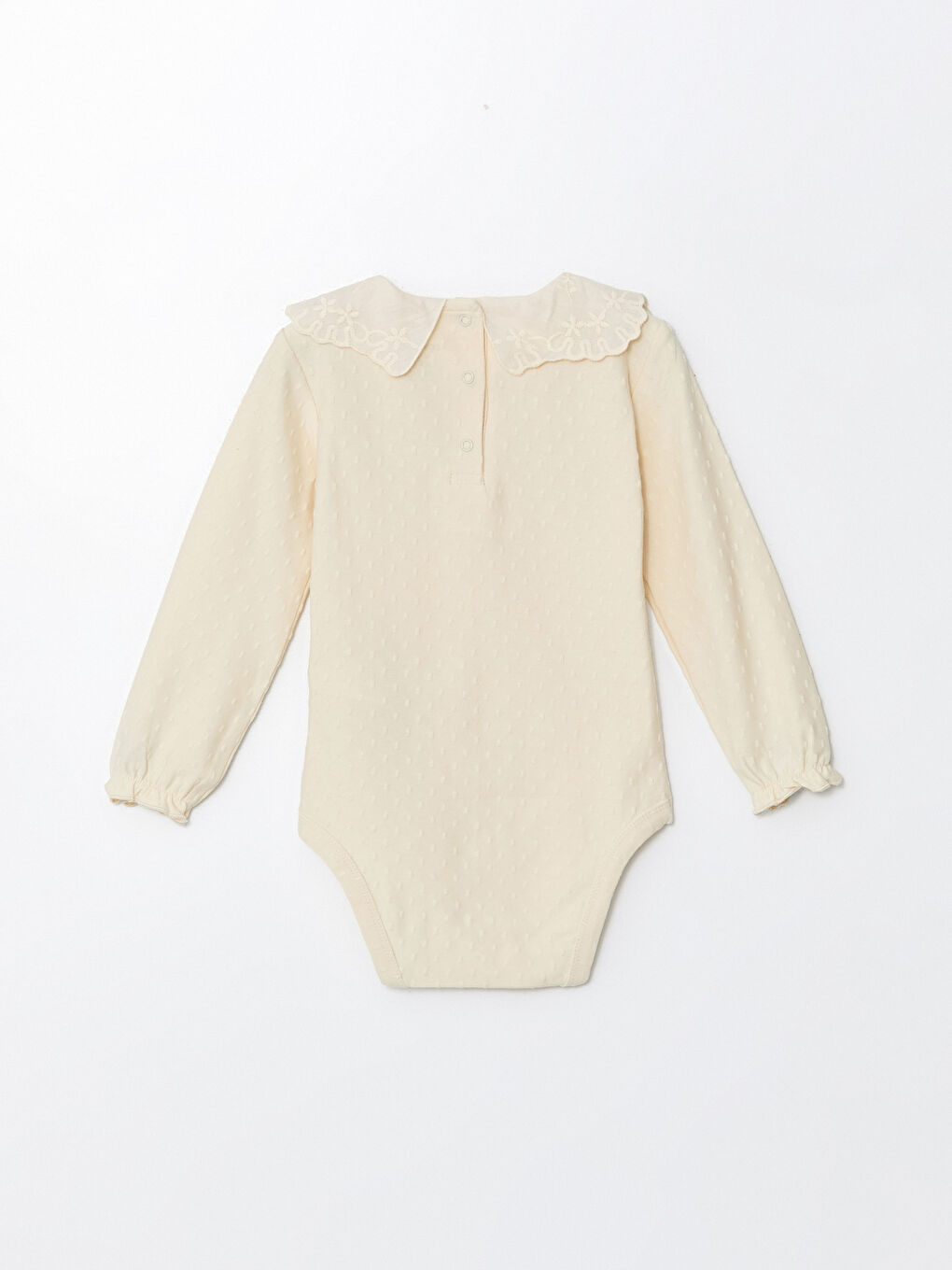 Bej Bebe Yaka Kız Bebek Çıtçıtlı Body-3