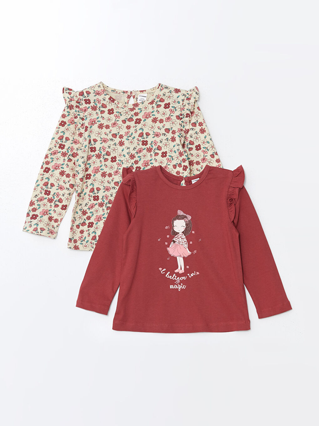 LCW Kids بلوزة ياقة دائرية مطبوعة بنات - مجموعة من 2 -W4CQ54Z1-H4P