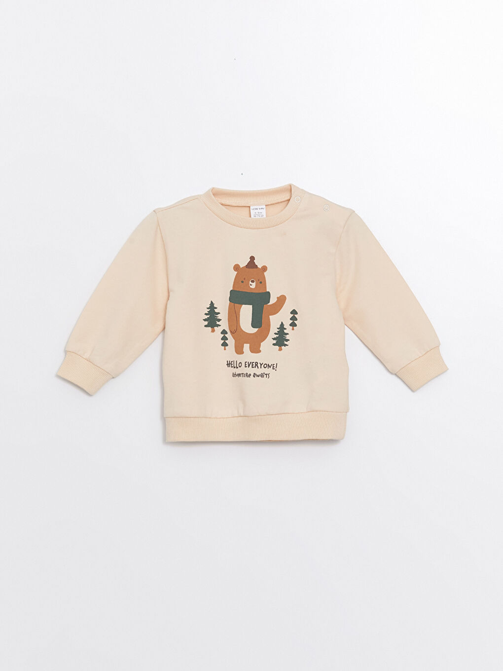 LCW baby Açık Bej Bisiklet Yaka Uzun Kollu Baskılı Erkek Bebek Sweatshirt ve Eşofman Alt 2'li Takım - 1