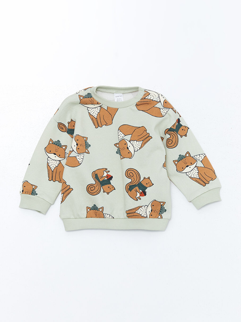 Yeşil Bisiklet Yaka Baskılı Erkek Bebek Sweatshirt