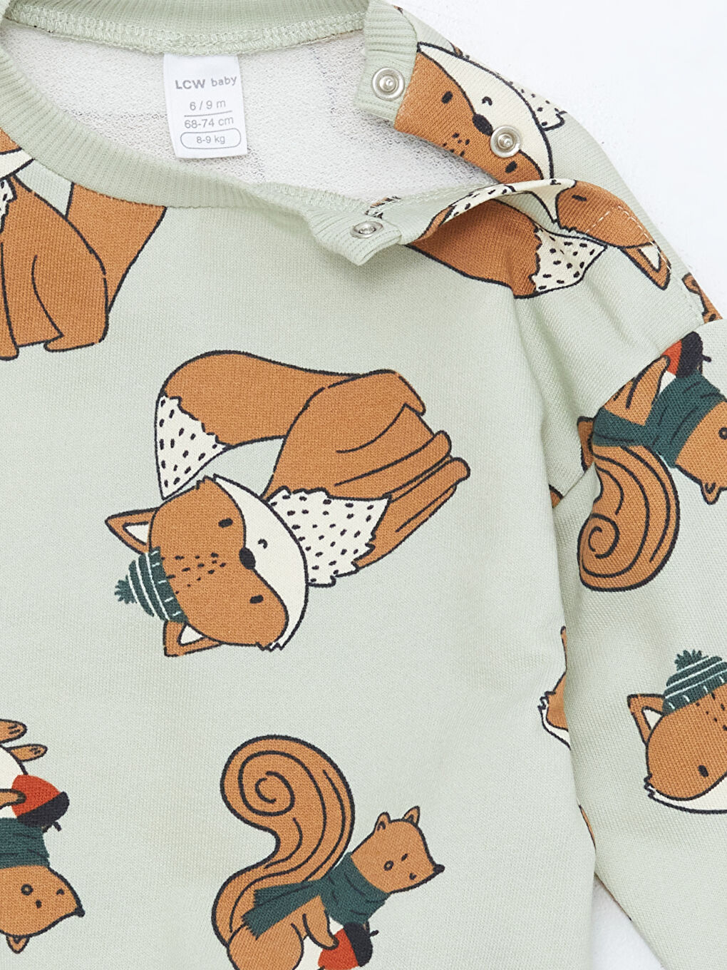 Yeşil Bisiklet Yaka Baskılı Erkek Bebek Sweatshirt-1