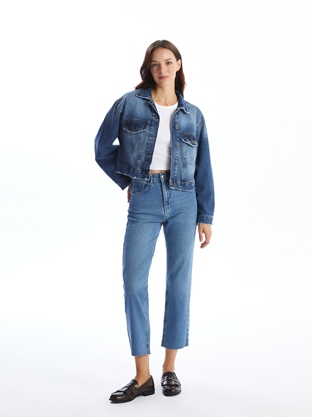 LCW Vision Koyu Rodeo Oversize Kadın Jean Ceket - 1