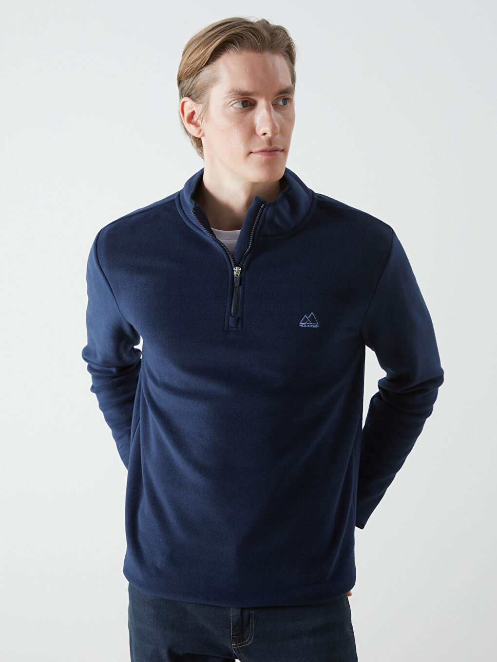 Funnel Neck Long Sleeve Polar Men's Pyjama Top -W4CR57Z8-RFF