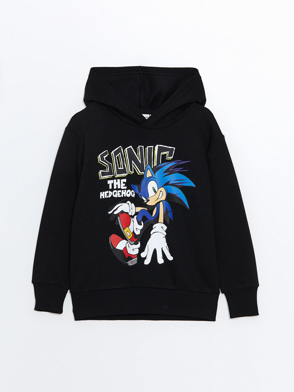 LCW Kids Siyah Sonic Baskılı Erkek Çocuk Kalın Sweatshirt