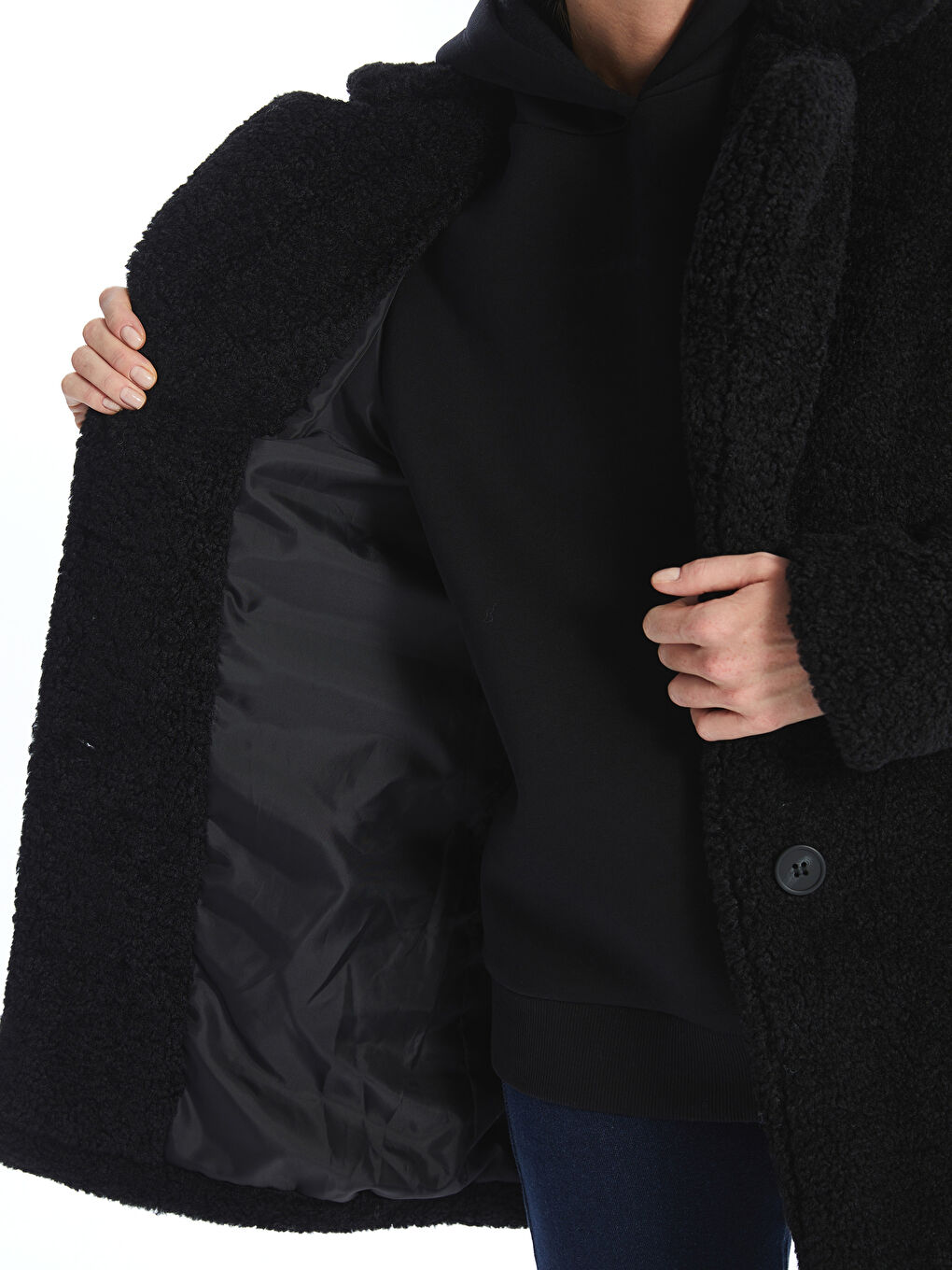 LCW Vision Jackenkragen Schlicht Langarm Für Damen Teddy-Mantel -W4CR88Z8-CVL