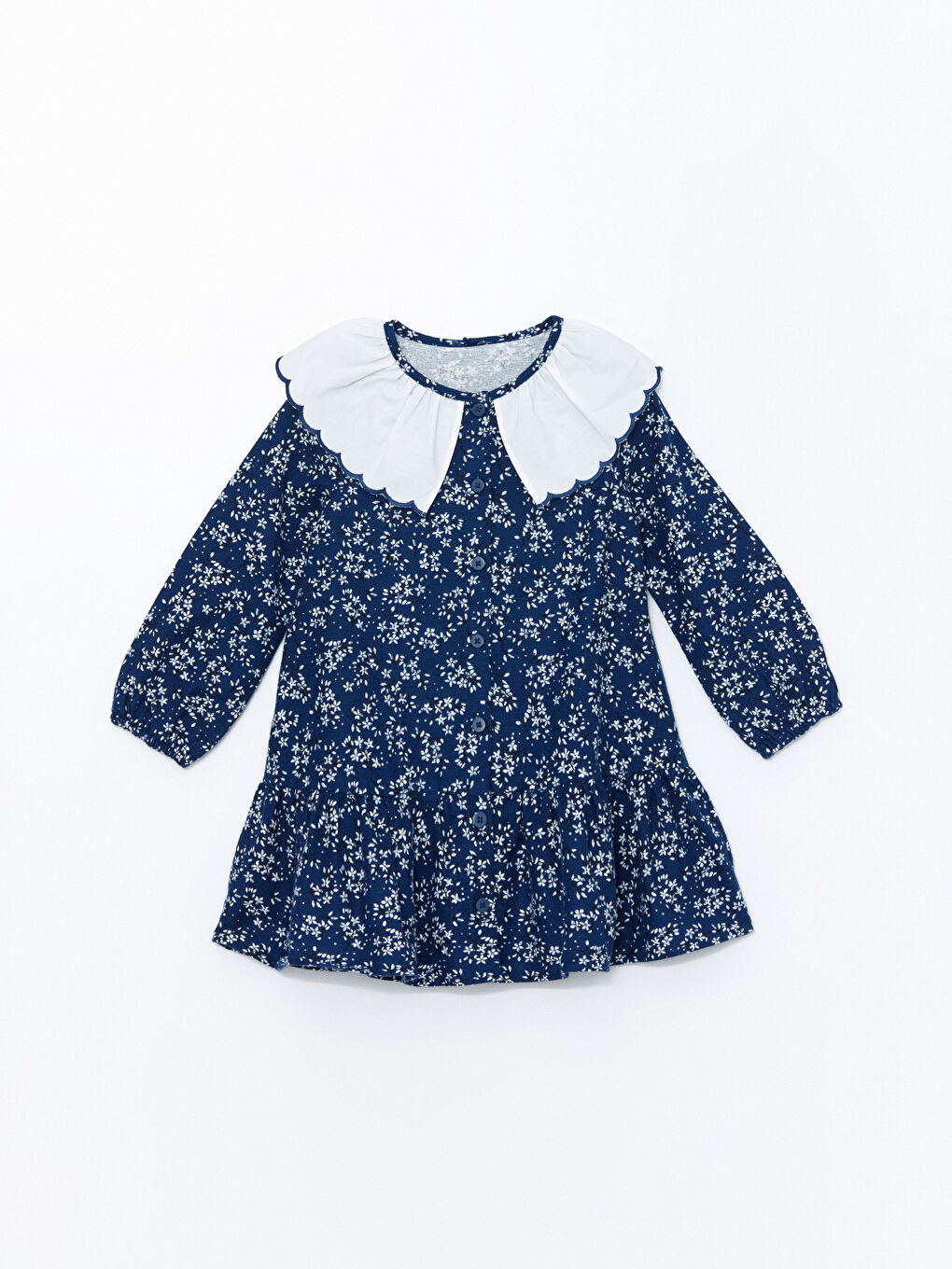 LCW Kids Peter Pan Collar Long Sleeve Floral Girls' Dress -W4CR89Z1-LSJ