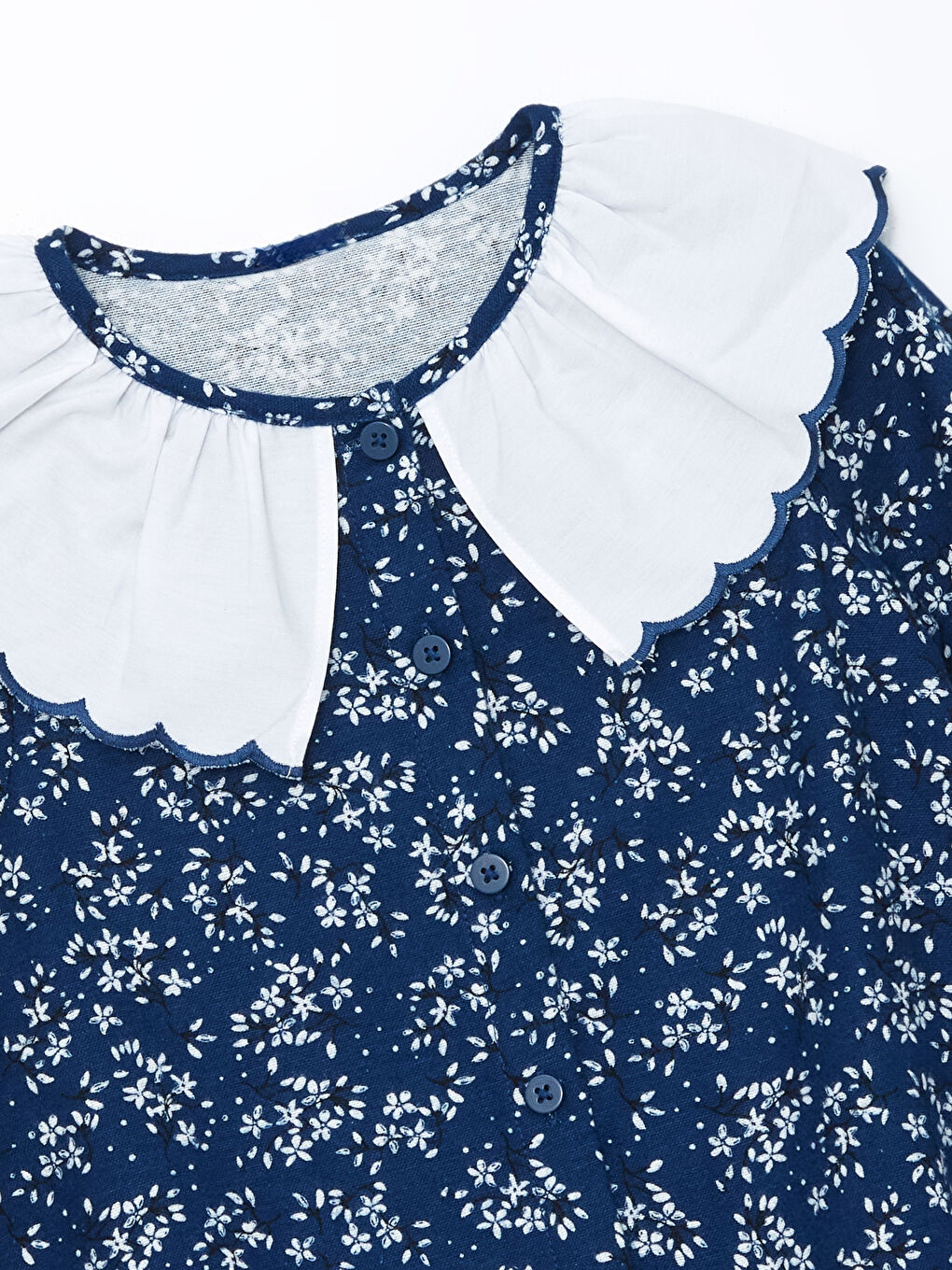 LCW Kids Peter Pan Collar Long Sleeve Floral Girls' Dress -W4CR89Z1-LSJ