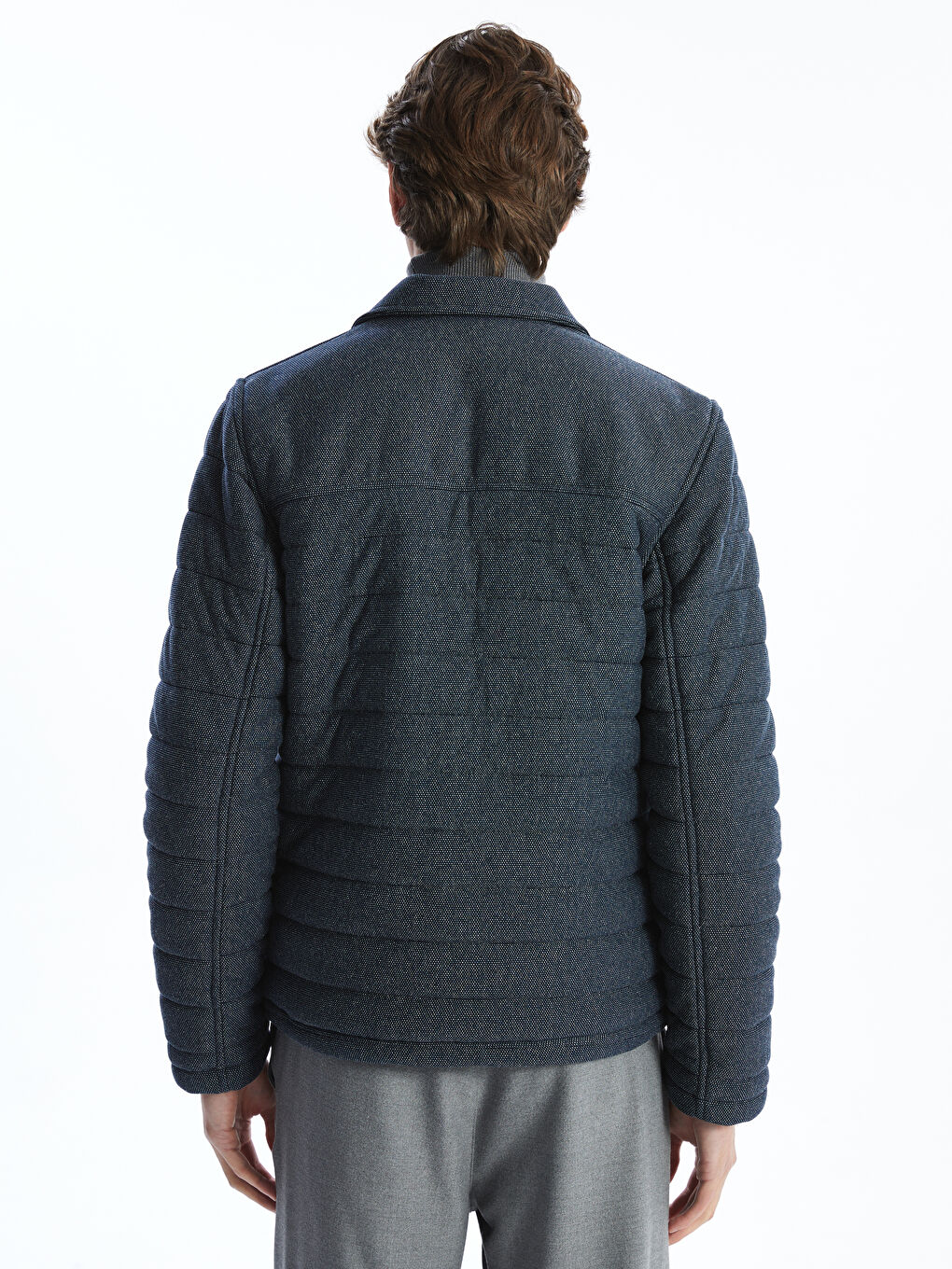 Lacivert Slim Fit Gömlek Yaka Erkek Mont-4