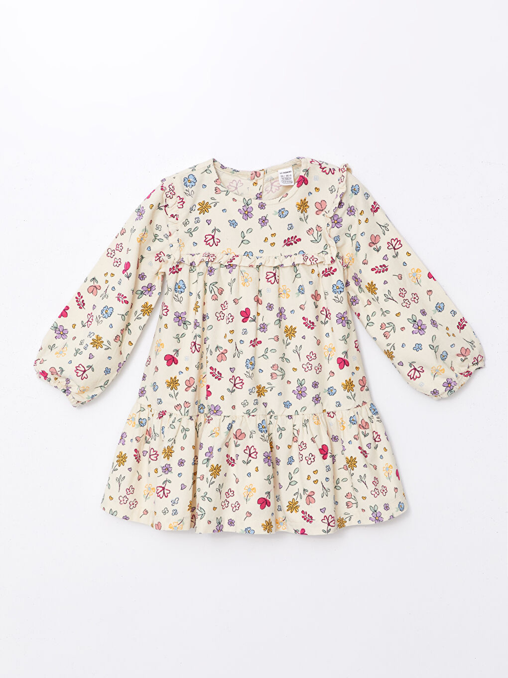 Haljina za devojčice od somota sa dugim rukavima i cvetnim dezenom